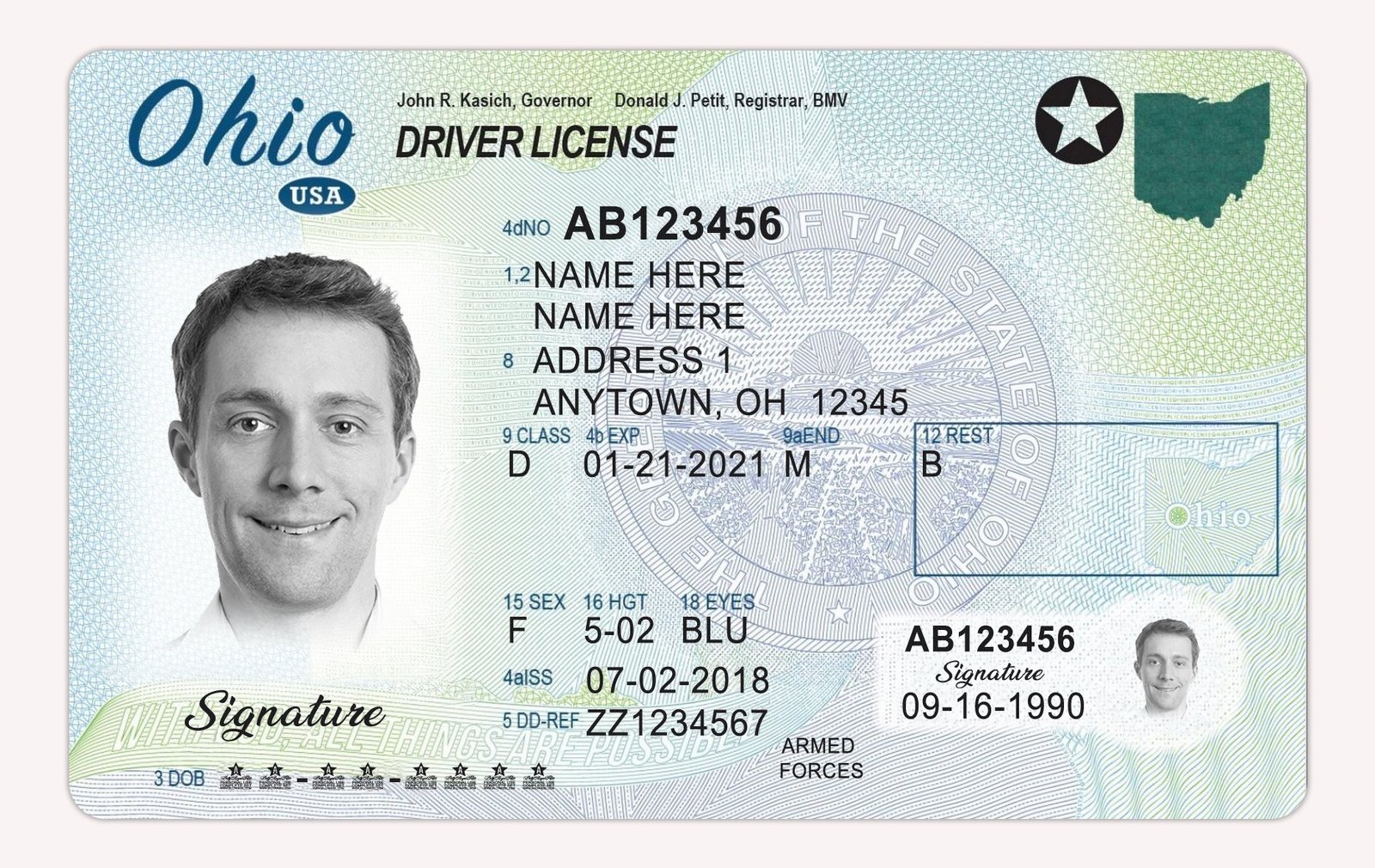 Real and fake Ohio driver’s license for sale